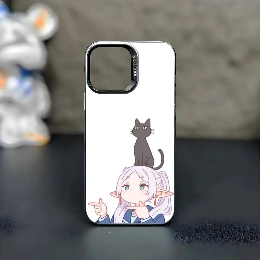 Funda de teléfono Anime Frieren Beyond Journeys End para iPhone17,16,15,14,13,12,11 Plus,Pro Max, funda negra mate a prueba de golpes