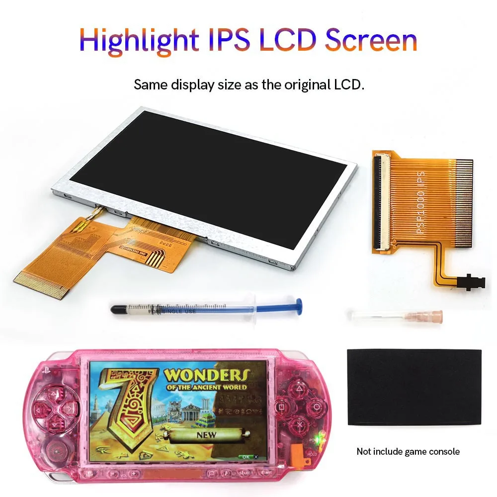 IPS LCD Screen For PSP1000 Game Console Special Cable For Sony PSP 1000 to IPS Screen LCD Display Highlight High Brightness Kits