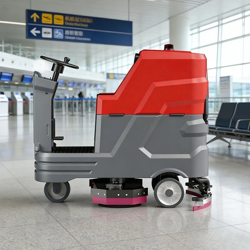 Motorized Hotel Lobby Floor Cleaning Equipment Ride on Driving Floor Scrubber Auto Scraping Cleaning Machine Street Sweeper Cart