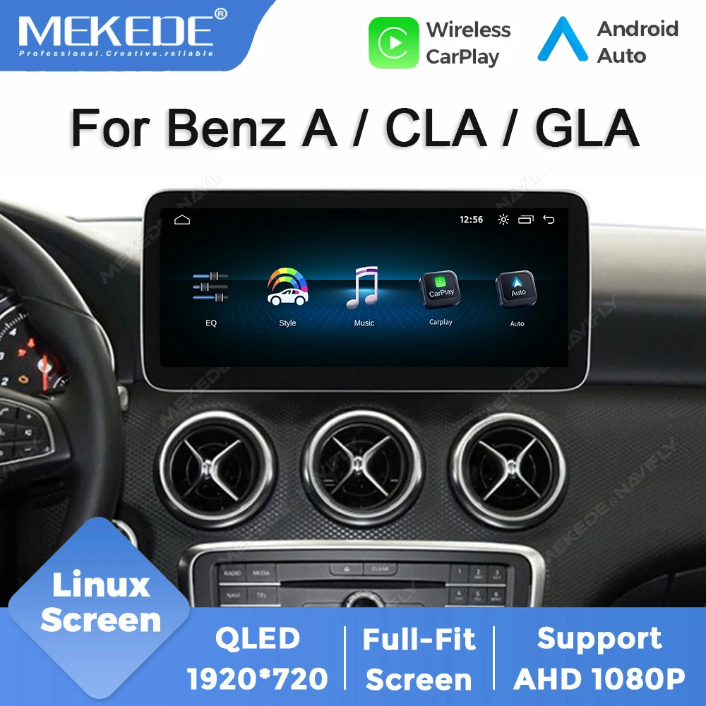 MEKEDE Carplay sans fil Android Auto pour Mercedes-Benz A / CLA / GLA / Classe G W176 W118 C117 W463 2013-2018 Autoradio Lecteur vidéo Écran tactile HD 1920*720 Mise à niveau OTA