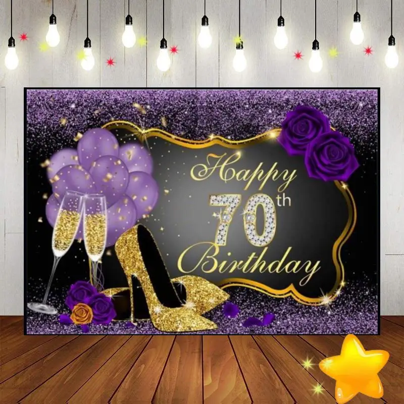 Happy 65th 70th Birthday Background Cozy Photography Backdrops Queen Decoration Banner Photo Fairy Photocall Personalized Racing