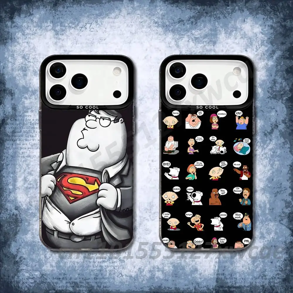 Чехол для телефона Family G-Guy P-Peter Lois Meg для iPhone 15, 16, 17, 13, 14, 11, 12, Pro, Max, Plus, E, Air, Mini, серый матовый, ударопрочный, IMD.