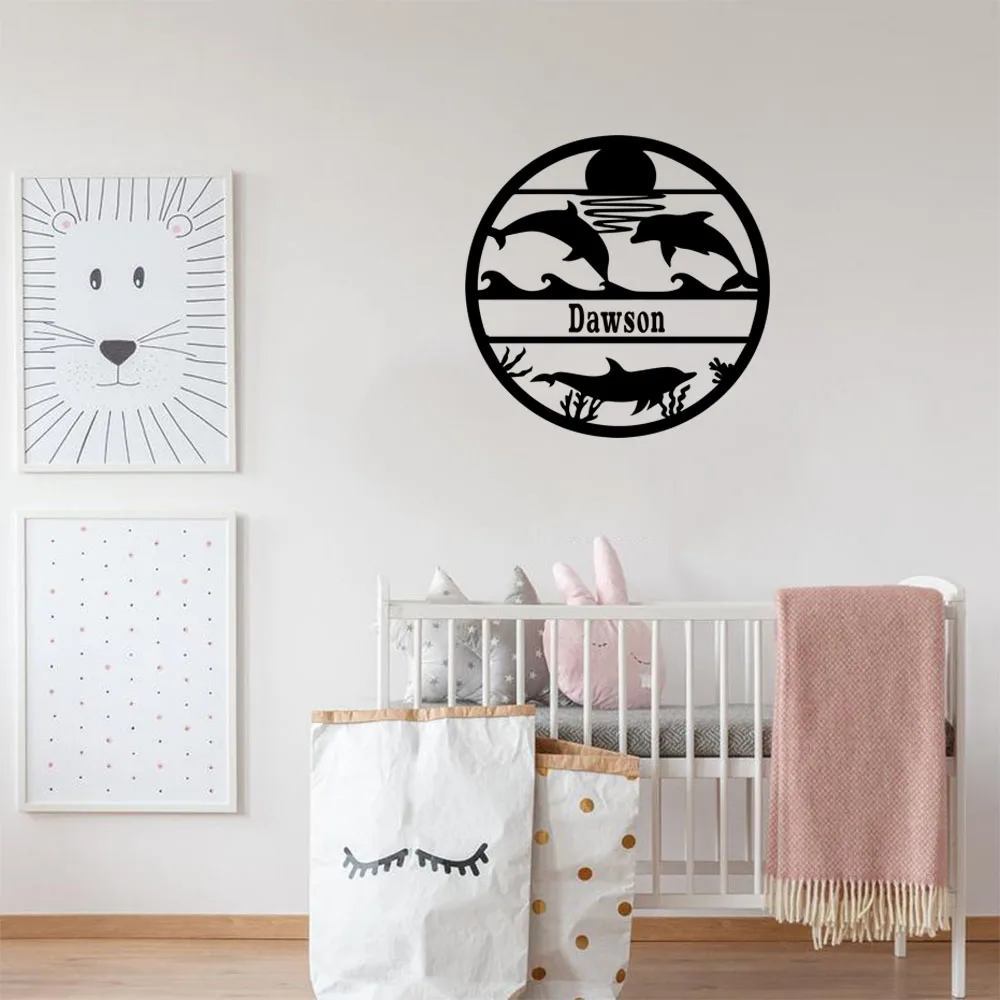 Autocollant mural en vinyle personnalisable avec nom de dauphin, 1 pièce, décoration de maison, un cadeau pour un ami, autocollant mural en vinyle