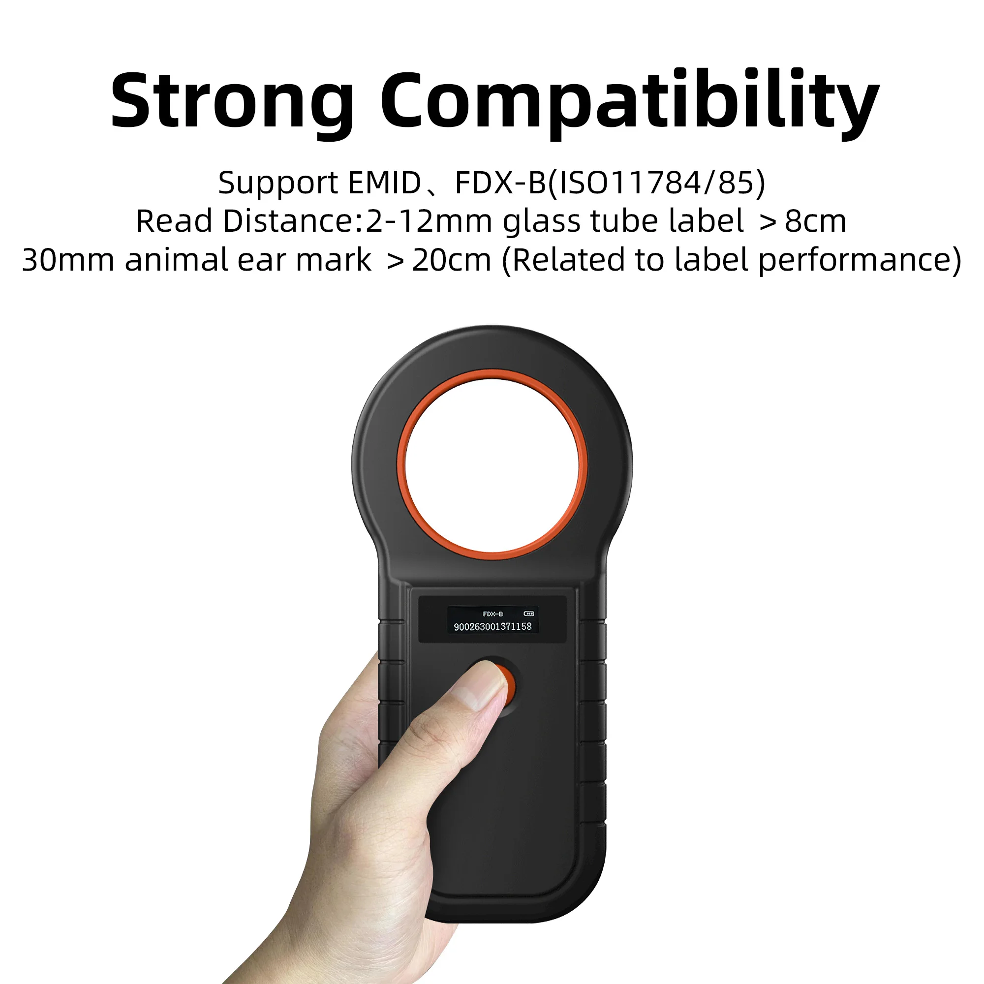 Portátil 134.2khz leitor de identificação rfid animal emid FDX-B125KHz pet gato peixe cão vaca ovelhas orelha tag microchip scanner