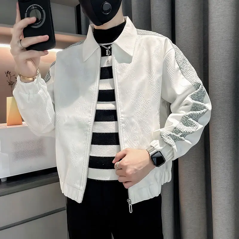 2023 Spring Autumn KPOP Fashion Style Harajuku Slim Fit Tops Loose Casual All Match Outerwear Lapel Zipper Long Sleeve Jacket