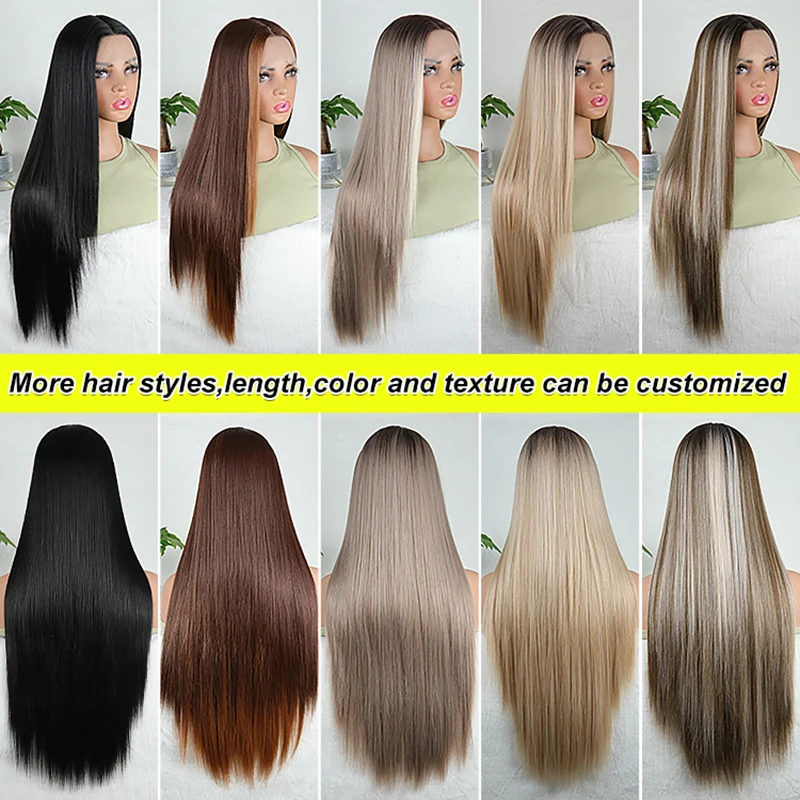 Snowdrop Ombre Brown Blonde Long Silky Straight Synthetic Wig Women's Wigs High Quality Fiber Natural Fake Hair