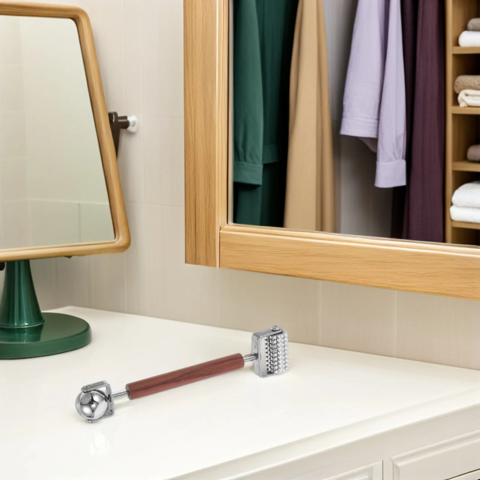 أداة تدليك الوجه ثلاثية الأبعاد تصميم كفاف مزدوج نهاية بكرة الوجه المضادة للتجاعيد غوا شا للنساء العناية بالبشرة مدلك للوجه والرقبة