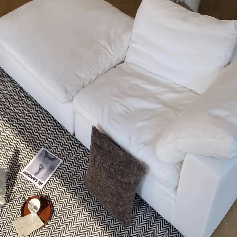 Cream wind fabric sofa removable and washable living room cotton and linen armrest-free module sofa leisure three-person sofa cu
