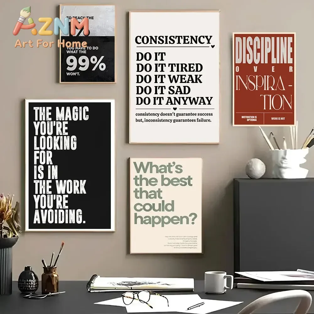 Motivational Quotes Canvas Print Poster Modern Minimalist Inspirational Discipline Art Prints Bedroom Wall Art Home Decor Poster