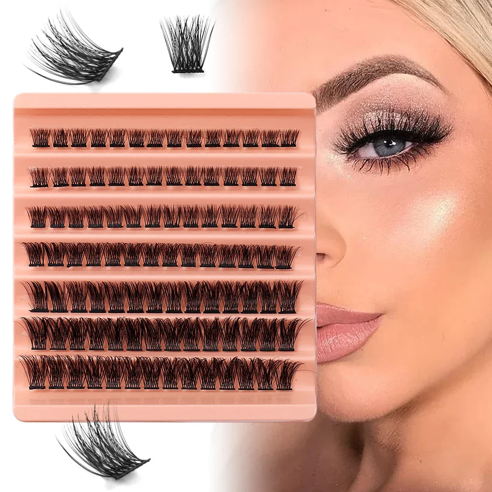 Lash Clusters 96Pcs Individual Cluster Lashes DIY Eyelash Extension Super Thin Band Resuable Soft Glue Bonded Lash Extensions