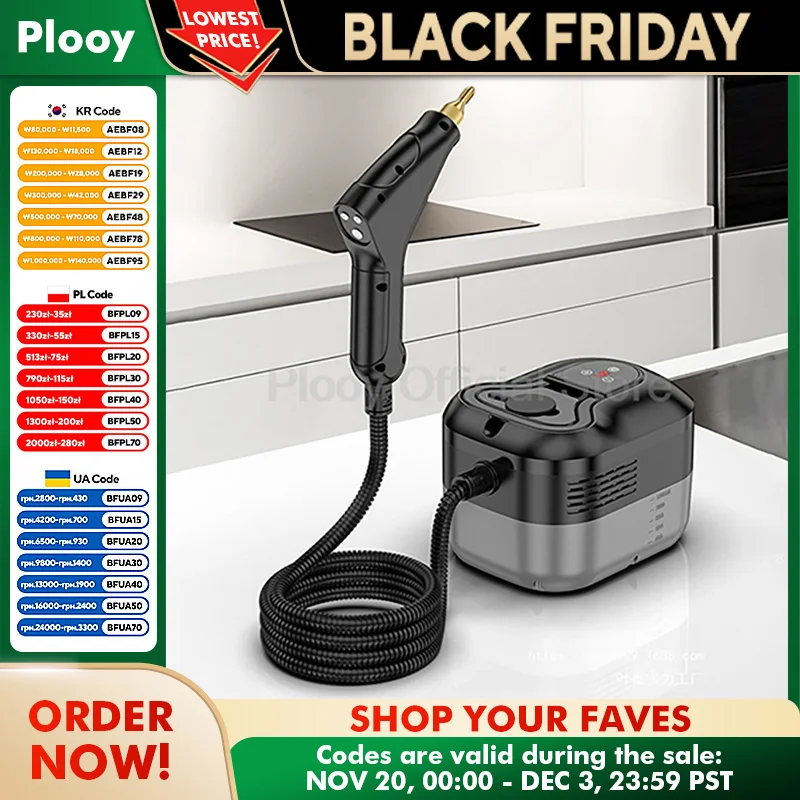 منظف بالبخار عالي الضغط 3800 وات 6 تروس 1.7 متر خرطوم للمنزل أريكة المطبخ التيار المتناوب تطهير إزالة بقع الزيت متعدد الوظائف