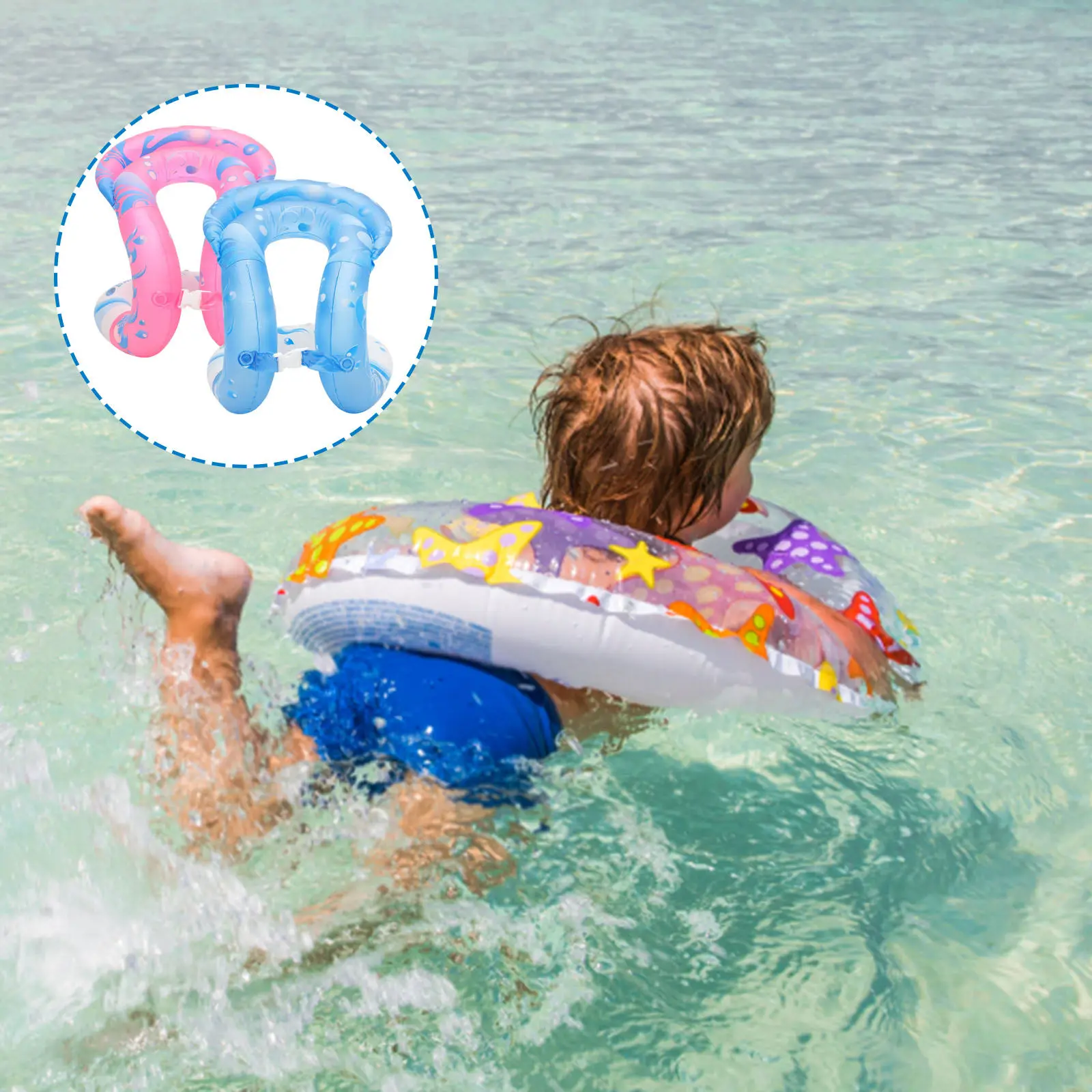 2pcs Double-airbag Swimming Ring Inflatable Swimming Ring Funny Swim Supplies PVC Swimming Pool Toy for Outdoor Kids (Large Size