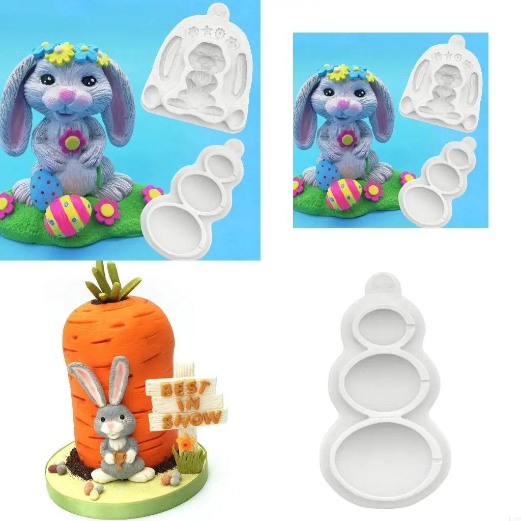F19B Silicone Molds Rabbit Eggs Shapes Polymer Mold Clay Moulds Mousse Mould Fondant Molds Baking Accessories 2 Shaped Choose