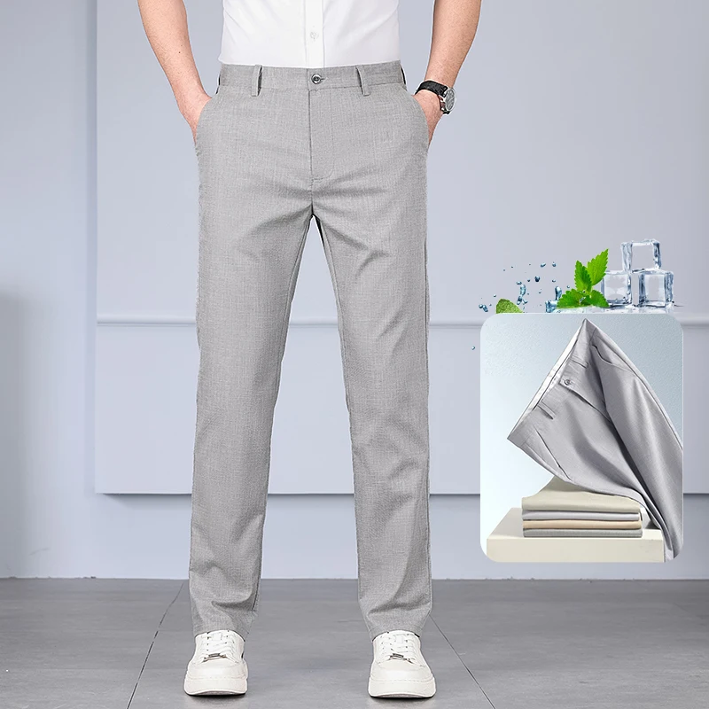 

Summer New Style Tencel Linen Men's Lightweight And Breathable Casual Straight Pants Fashionable And Versatile For Little Feet