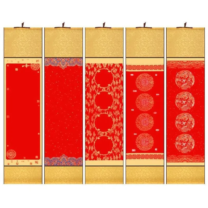 

Batik Red Couplet Hanging Scroll Vintage Half Ripe Rice Paper Handwriting Calligraphy Scroll Chinese Style Decorative Scroll