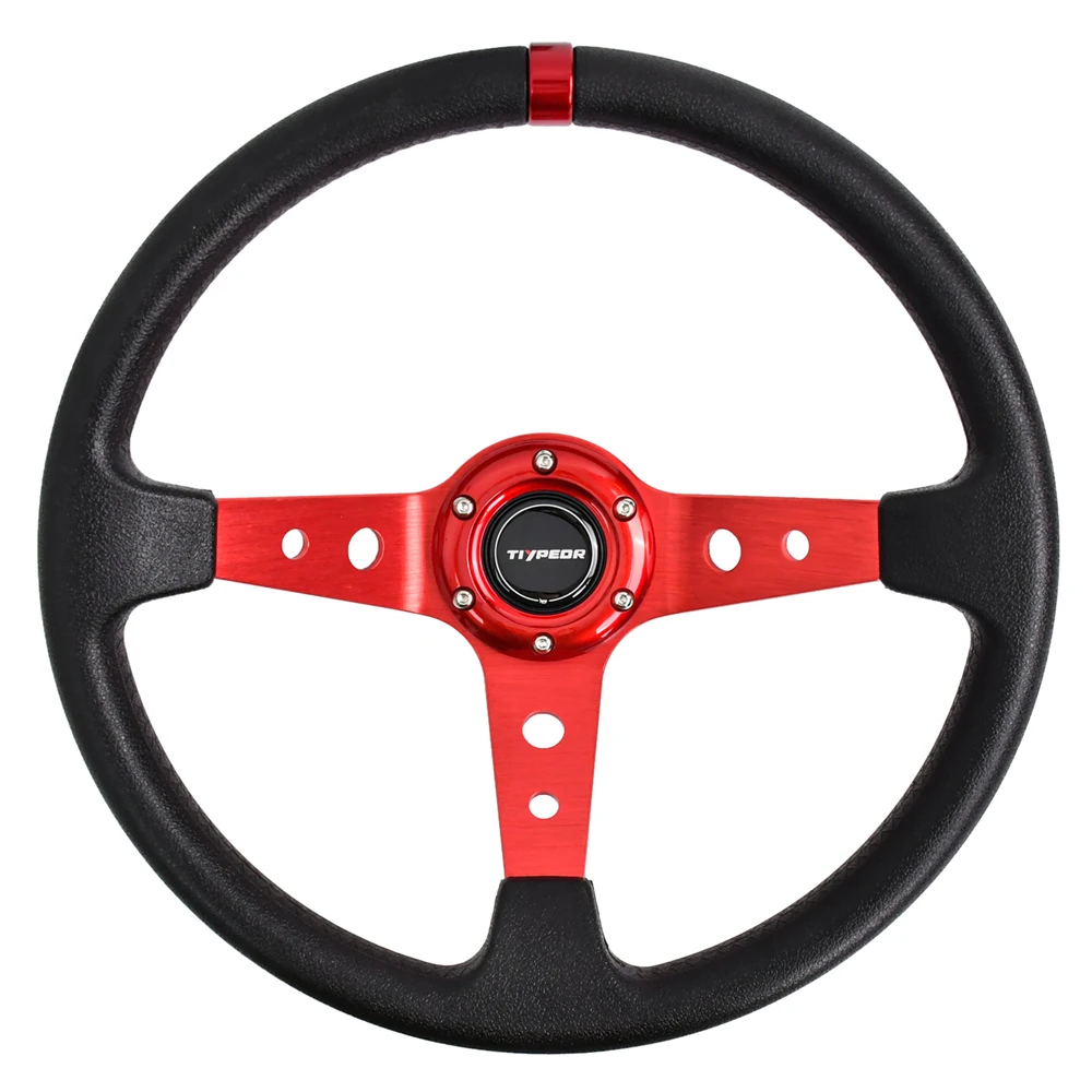 TIYPEOR 14インチ レーシングステアリングホイール PU製