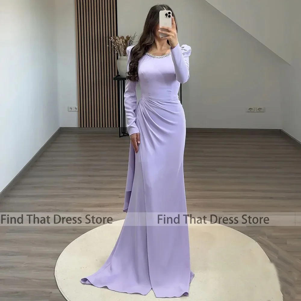 العرف براقة س الرقبة مطوي كم طويل ثوب مسائي مثير غمد مطرز كريستال عارية الذراعين فستان الحفلة الراقصة مع القطار #4