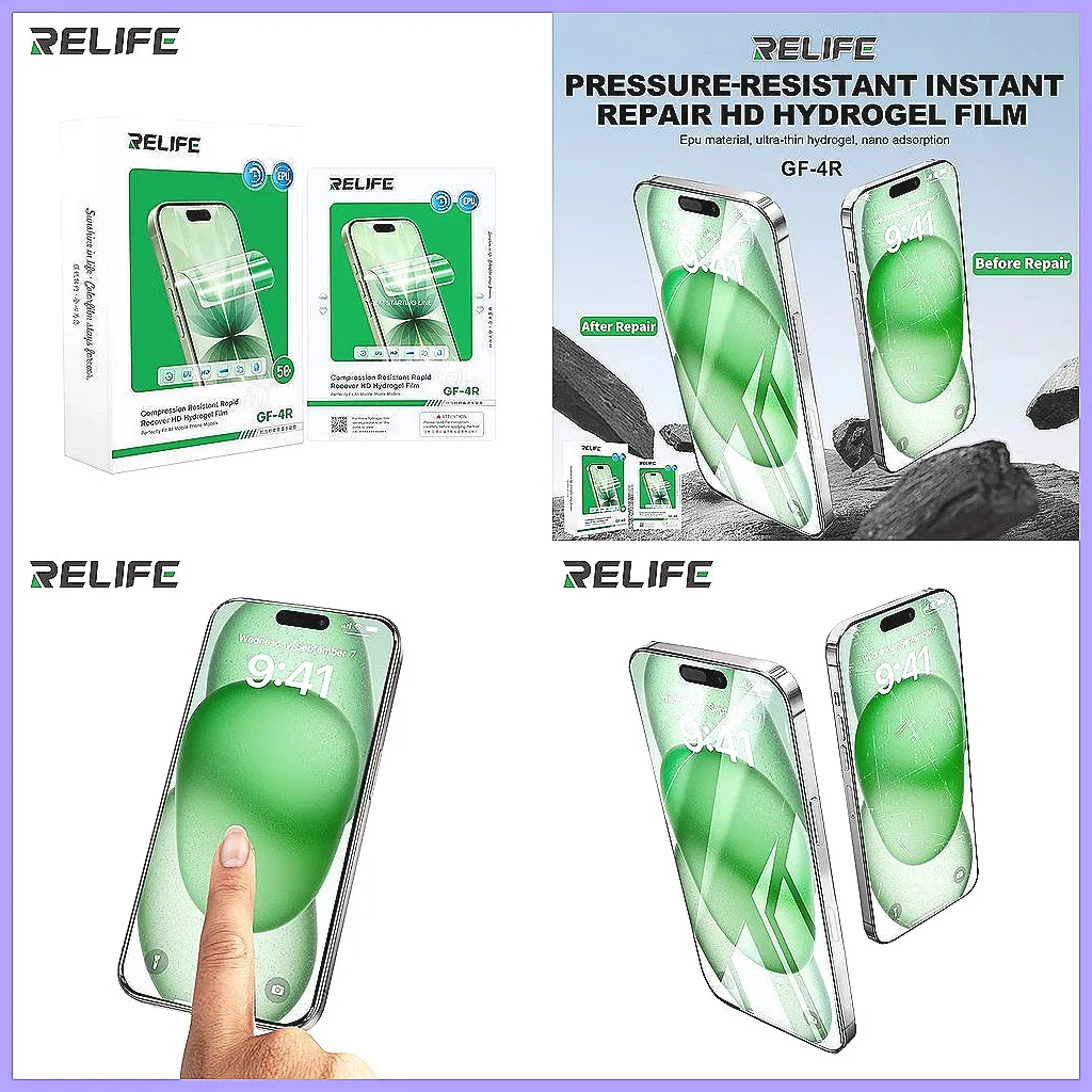 RELIFE GF-3R/GF-4R HD Hydrogel Screen Protector, Pressure Resistant, Bubble-Free Instant Installation