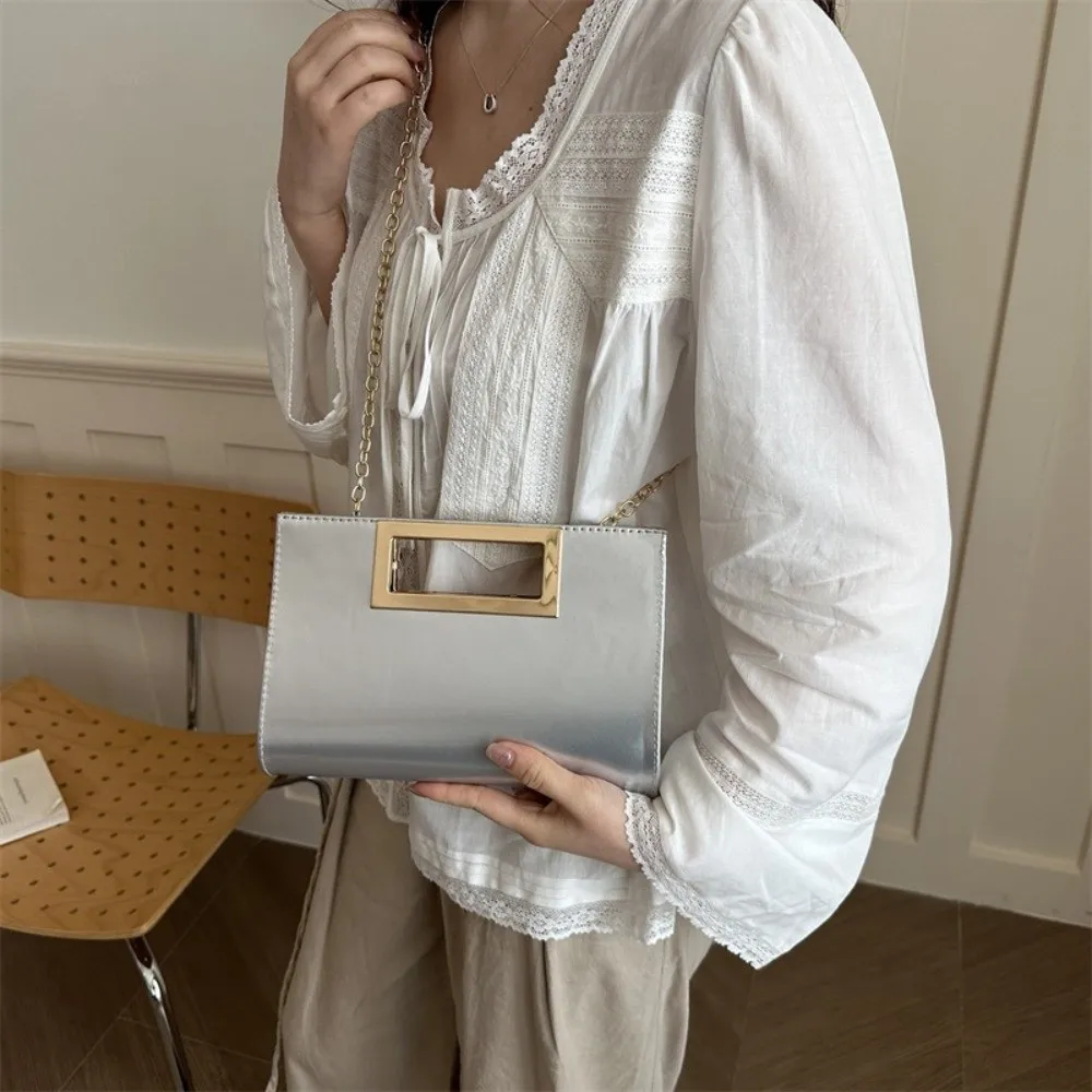 

Classic Elegant Women Evening Clutch Bag Metallic Stylish PU Leather Crossbody Bags Square Glitter Chain Shoulder Bag Daily