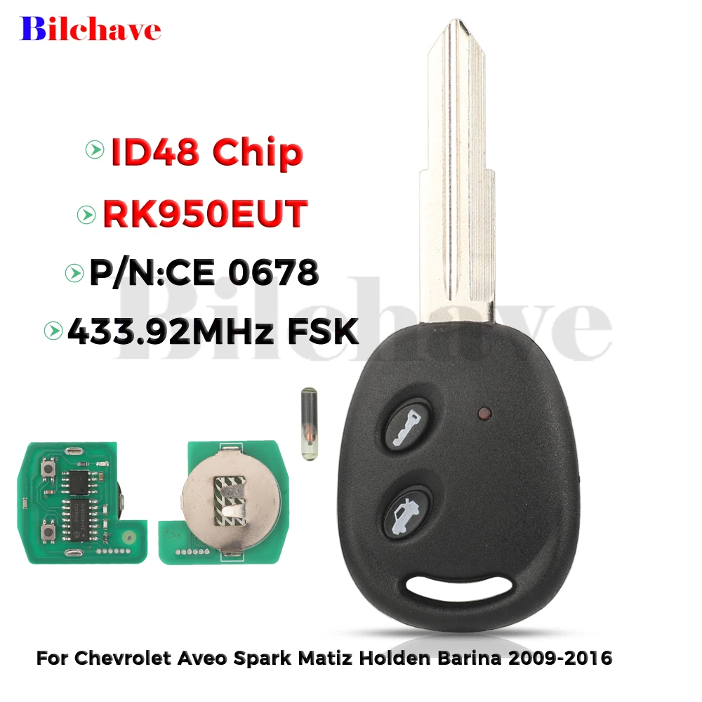 jingyuqin 433.92MHz FSK ID48 Dla Chevrolet Aveo Spark Matiz Holden Barina 2009-2016 Zdalny pilot samochodowy RK950EUT CE 0678 Sterowanie