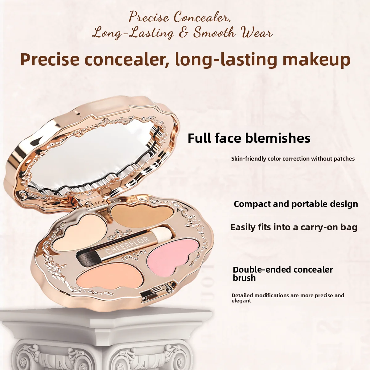 Cheerflor four-color concealer covers acne marks, dark circles, facial brightening concealer plate