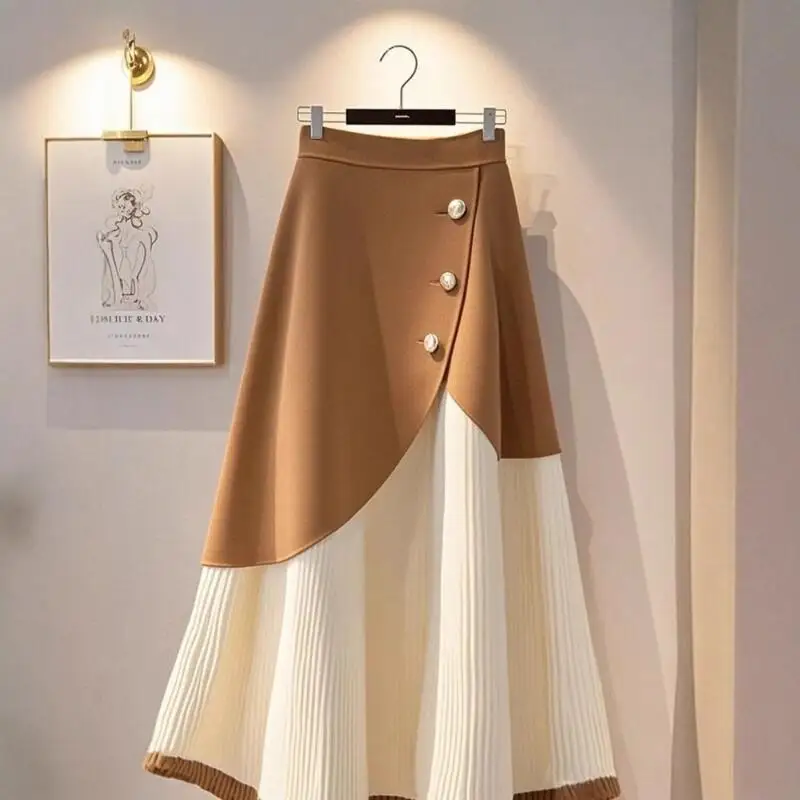 2026 Spring Autumn New Women Clothing with A Stylish High-End Feel Super Beautiful Half Skirt Elegant High Waisted A-Line Skirt