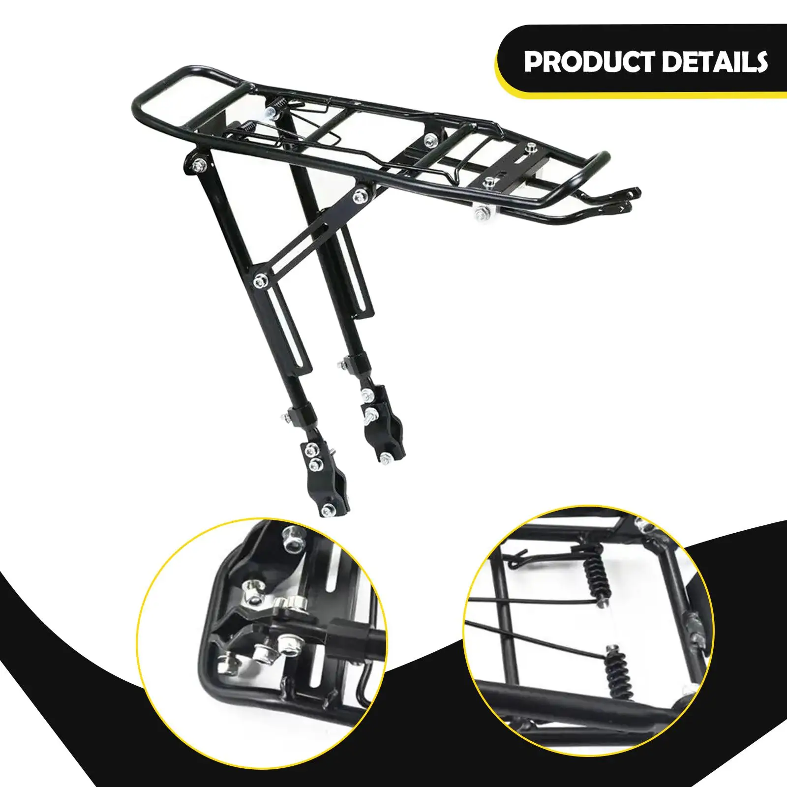

Bike Cargo Rack Carrier High Load Capacity Tailstock Holder, Easy to Install ,Luggage Shelf Aluminum Bicycle Rear Cargo Rack
