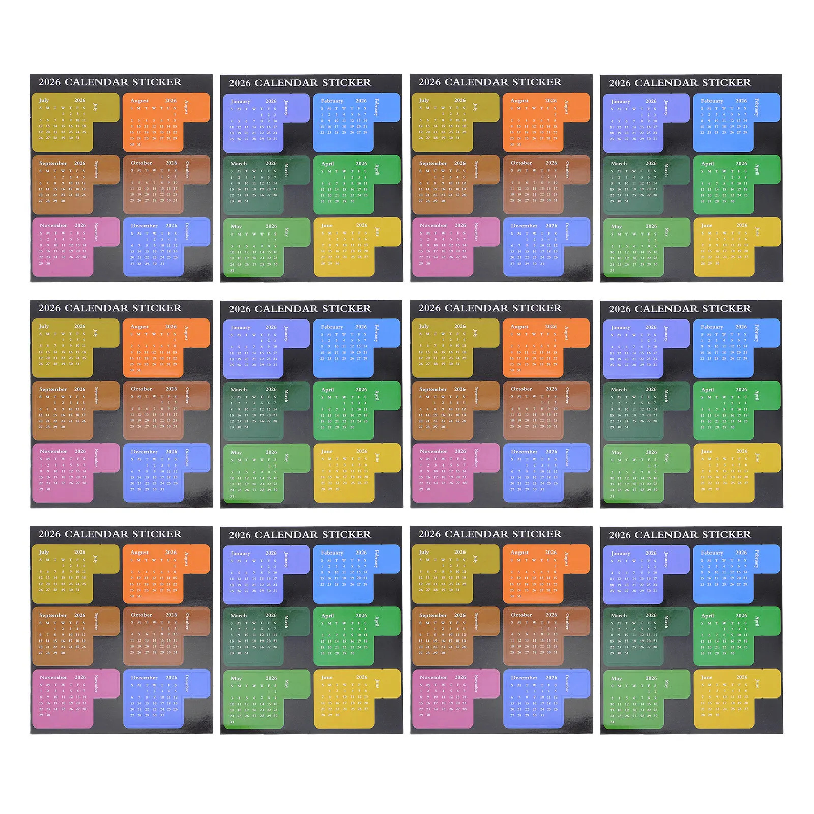 

6Sets Bright Color Calendar Index Tabs Sticky Page Markers for Planners Diaries Agendas School Office Use Monthly Planner