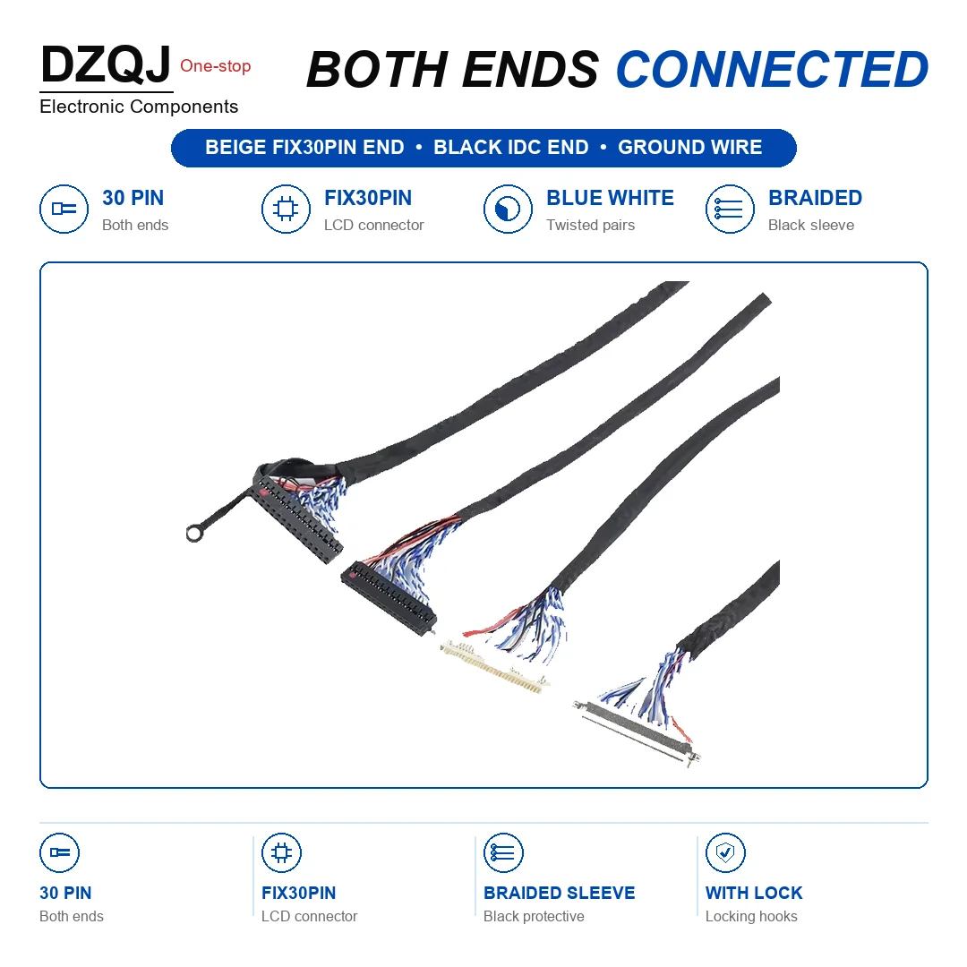 DZQJ FIX30PIN LCD Display Connection Cable 30 Pin Ribbon Wire With Lock Ground Wire For LCD Screen Repair DIY