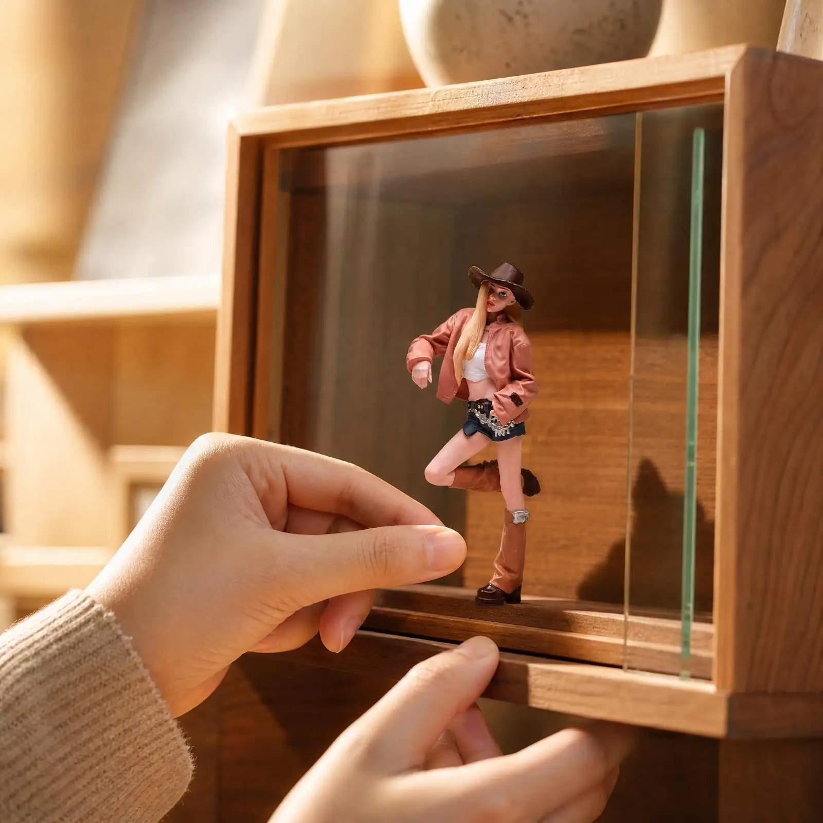 Energetic Cowboy Figurine Resin Miniature Scene Piece for Model Diorama Layouts and Hobbyist Craft Projects