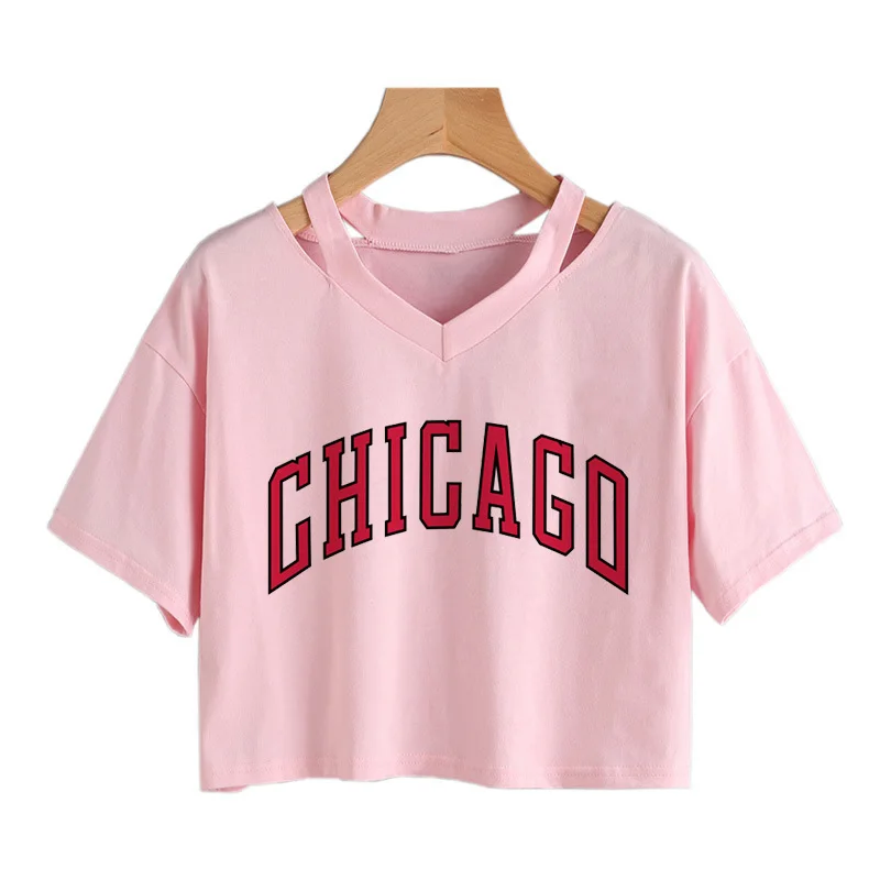 Women Harajuku Cropped T Shirt 2024 Y2k Brooklyn Chicago Letter T Shirt Funny Graphic T-shirt Los Angeles Sexy Crop Tops Female