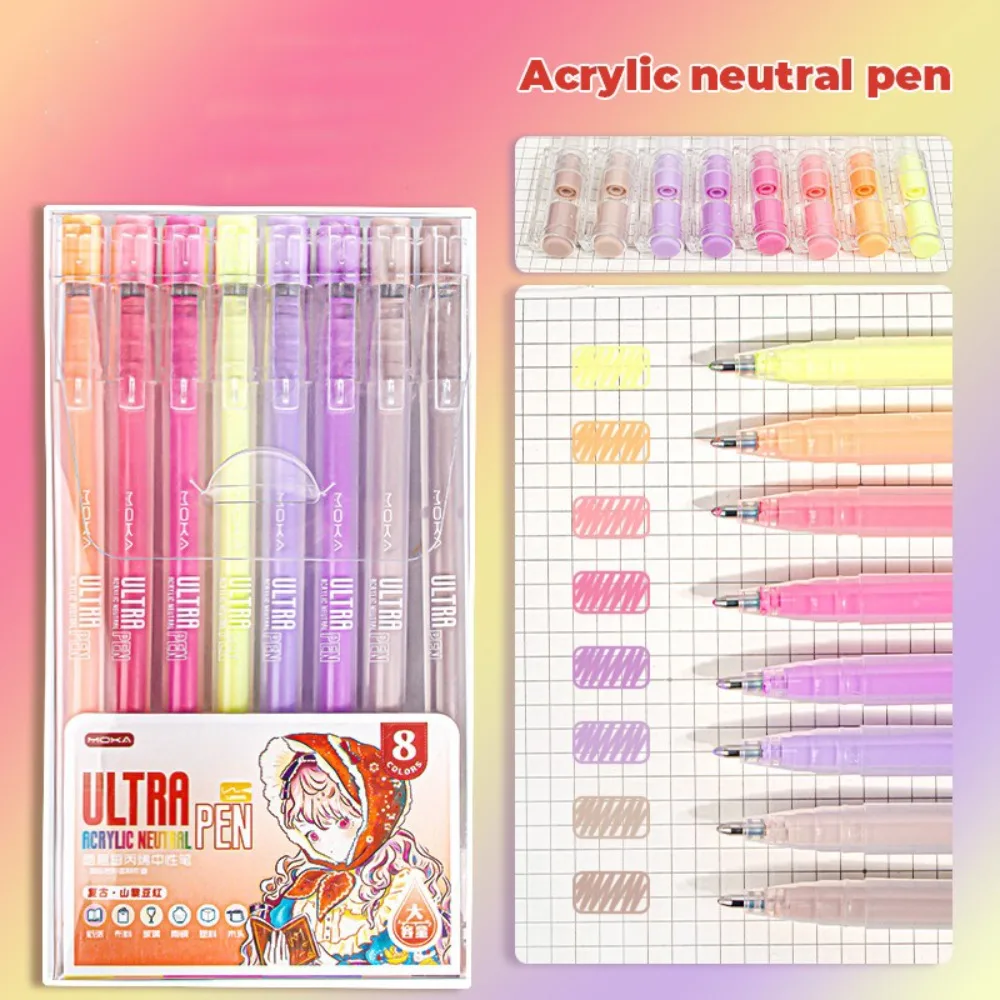 

8Colors/Set DIY Scrapbooking Acrylic Neutral Pen Drawing Painting Quick Drying Color Watercolor Pen Large-capacity Writing Tools
