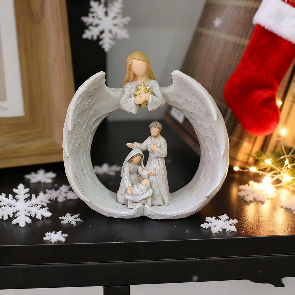 Xmas Nativity-angel Figurine Exquisite Handcrafted Detail Office Desk Inspiration