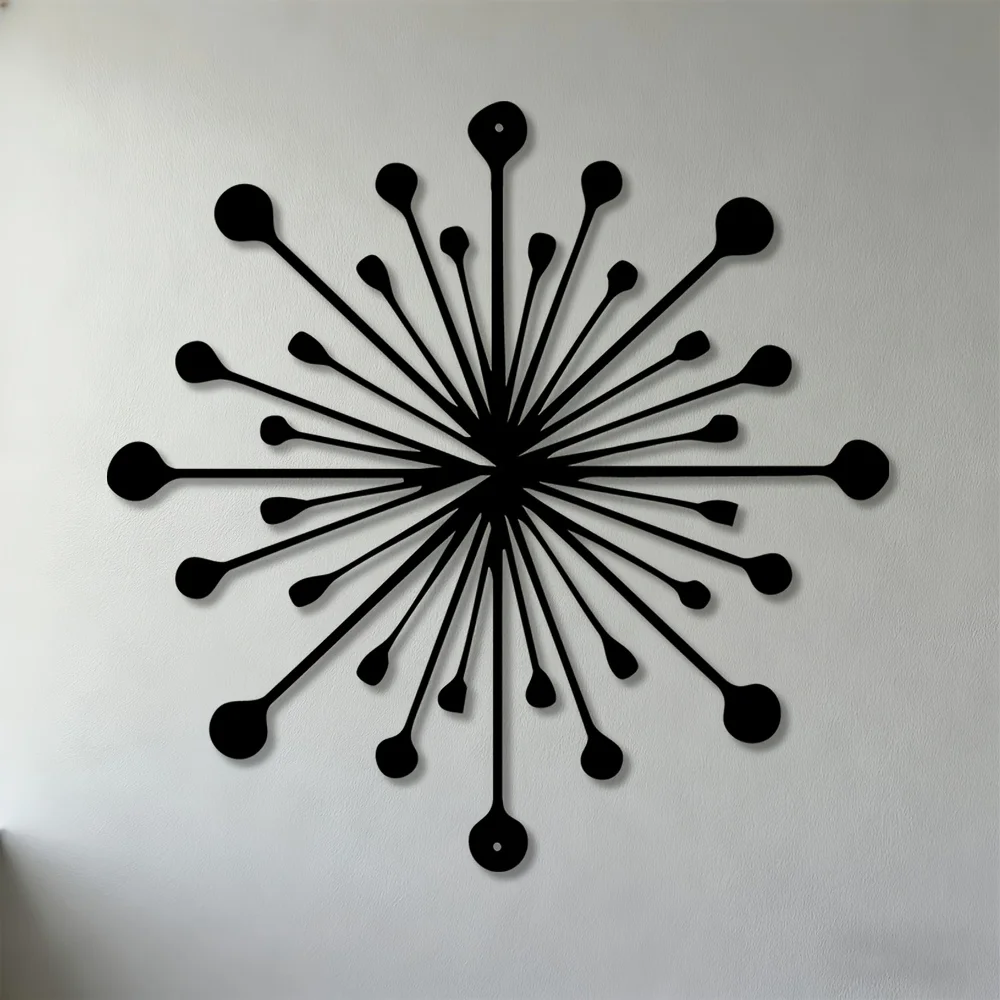 Metal Wall Art Firework Burst Abstract Flat Iron Rustic Hanging Minimalist Panel for Living Room Office Modern Decor Gift