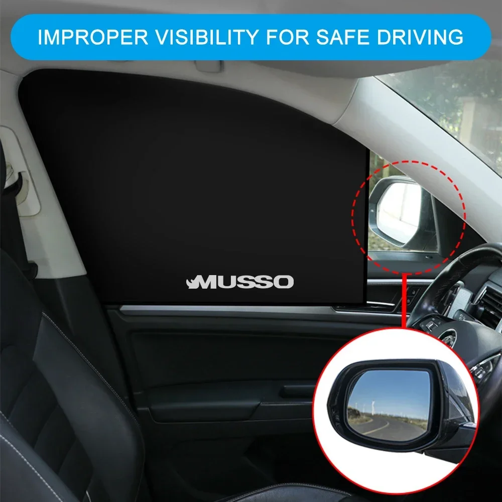 2PCS Car Folding Strong Magnetic Window Curtain Auto Interior Accessories For Ssangyong Korando Kyron Musso Rexton Tivoli Actyon