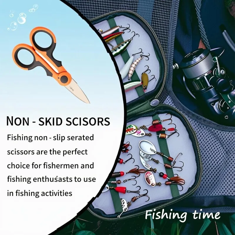 

Fishing Scissors Stainless Steel Precision Fishing Line Cutter Non-slip Handle Protective Sleeve Woven Fishing Line Scissors