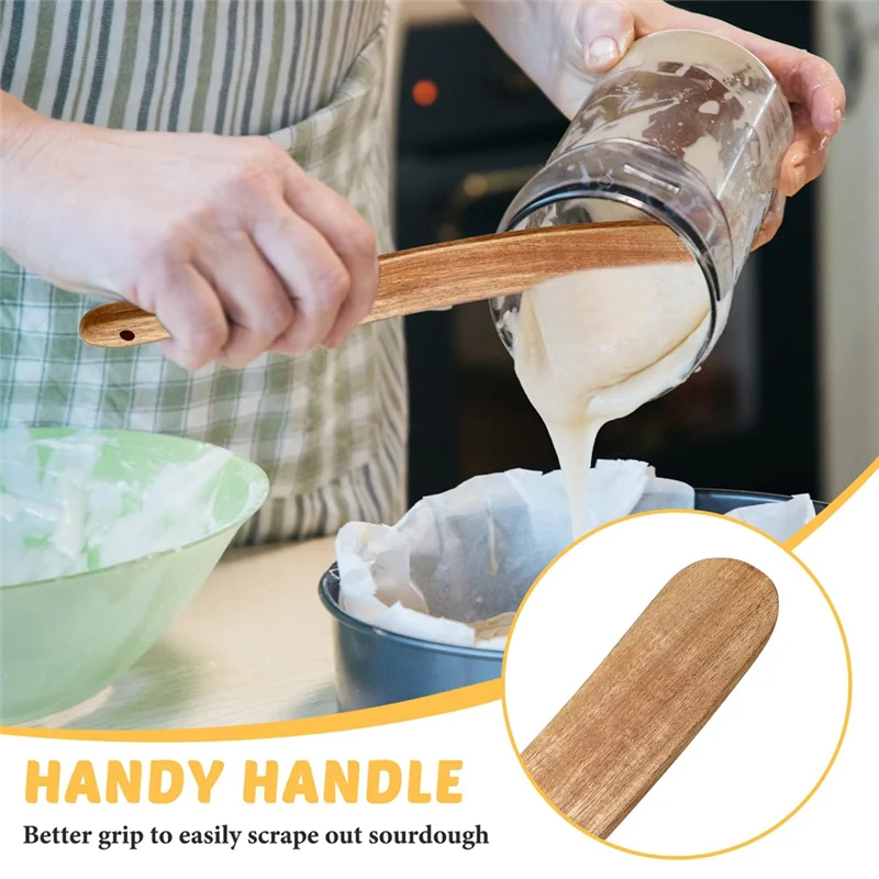 AT02-2 Pack 13 Inch Wooden Spatula For Cooking Sourdough Wooden Spurtle With Hanging Hole For Sourdough Cookware Pot Stir