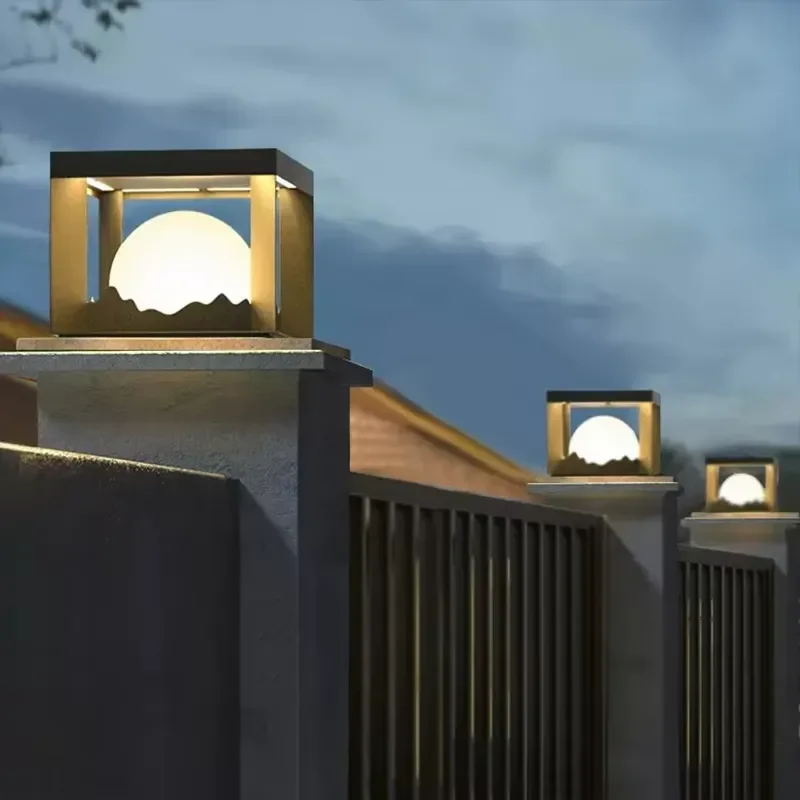 IP65 Landscape Outdoor Solar Pillar Lamp with LED Light for Front Wall Garden Gate & Guardrail Durable Solar Garden Pillar