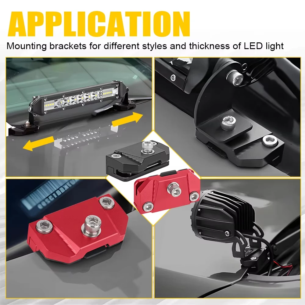 2PCS Ditch Light Mounting edge Bracket Aluminum Hood Hinge Pillar Pod Fog Light Brackets Clamp for Car Truck Off-Road