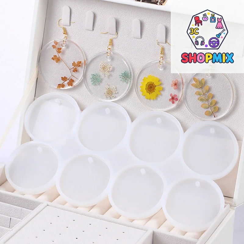 8/12 pçs pingentes ovais redondos molde de resina diy brincos epóxi encantos molde de silicone para fazer jóias chaveiro tag fundição diy artesanato