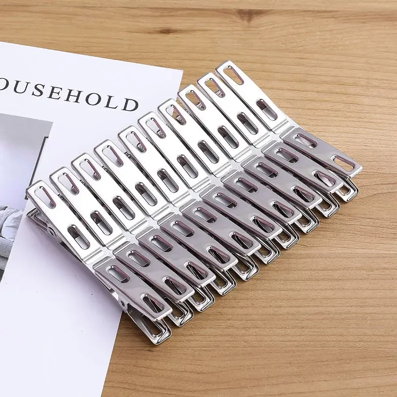 20pcs Stainless Steel Clothespins, Kitchen Sealing Clips, Durable Metal Windproof Clips For Clothes Sock，Document Organizers