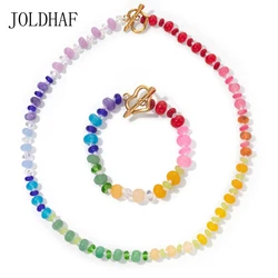 2024 New Design Natural Stone Jewelry Sets Handmade Colorful Bohemian Beaded Braided Stone Necklace Bracelets Jewelry Toggle Clo