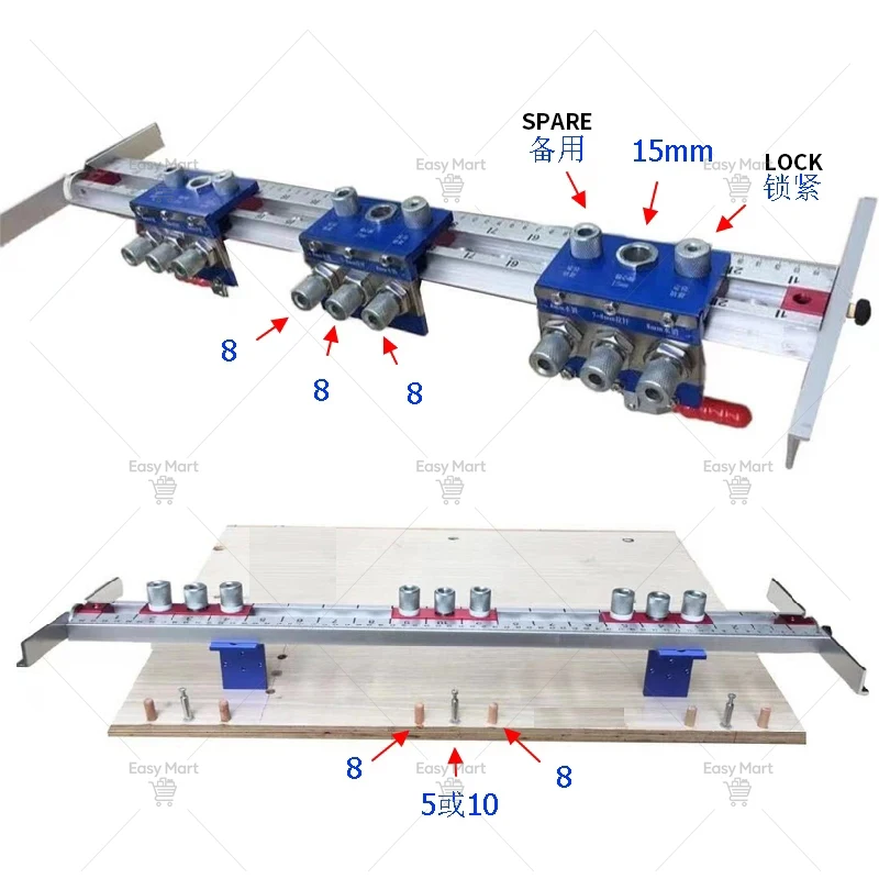 Adjustable Puncher Ruler Guide  Drill Locator Woodworking Tools Jig 65cm Drilling Bit 3 Tool 1 Jig  Doweling Hole