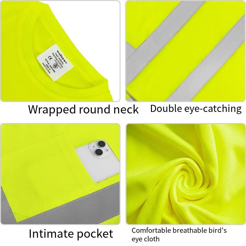 Labor Protection Safety Clothing Breathable High-Visibility Reflective T-Shirt for Construction Sites Sun-Protective Quick-Dry