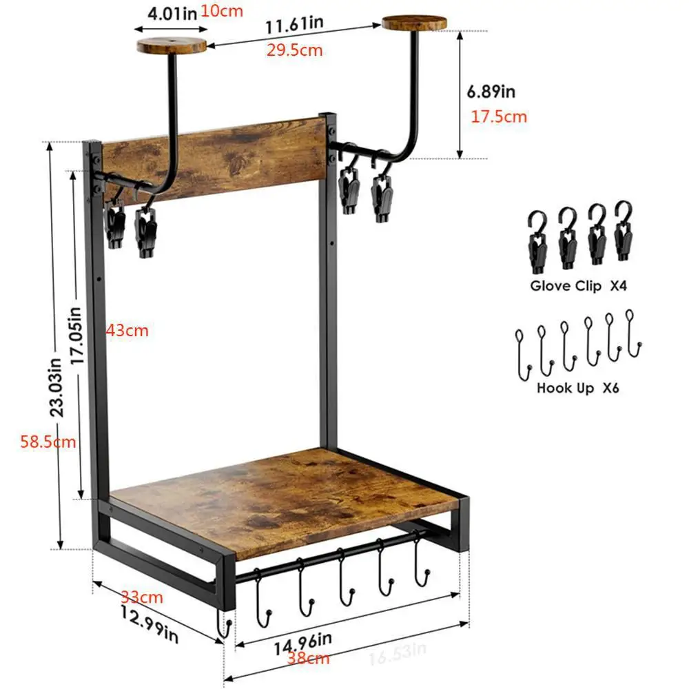 حامل خوذة دراجة نارية خشبي مع خطافات منظم خوذة حامل خوذة معدني لتخزين ملحقات الدراجات النارية