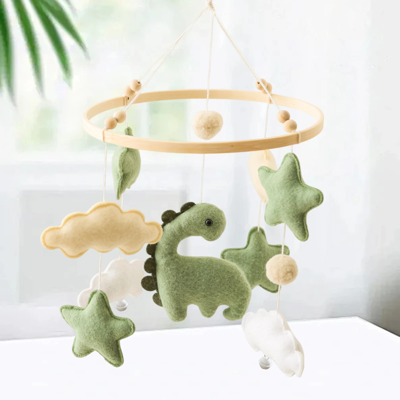 Berço do bebê móvel cama de madeira sino do bebê sino de feltro macio em forma de animal brinquedo cabide berço do bebê cama móvel sino brinquedo de madeira
