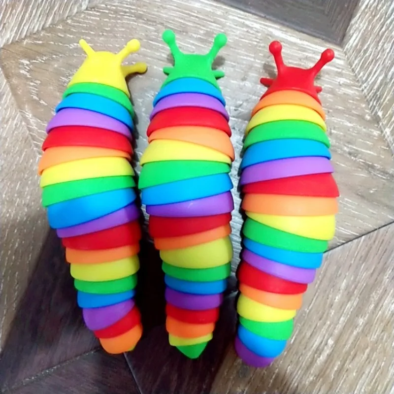 The New Rainbow Joint Snail Caterpillar Simulates Wriggling Slug Puzzle Decompression Toy Children\'s Prank Toy Variety