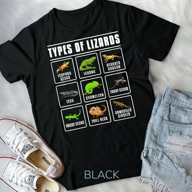 

Types of Lizards Lizard Reptiles Unisex T shirt