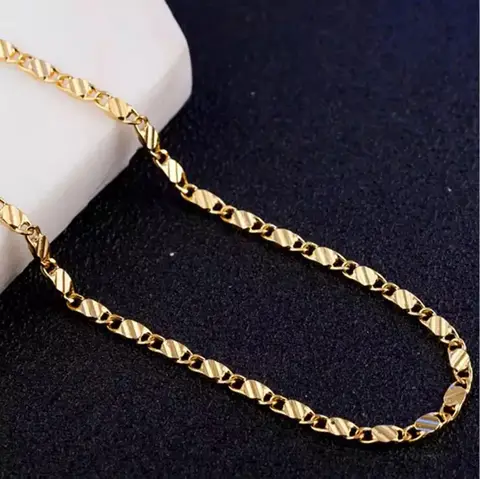 Fashion 18k Gold Necklace 2MM 16/18/20/22/24/26/28/30 Inch Side Chain Necklace For Women Men Jewelry 925 Silver Necklace 12 best sales remap gold - №8
