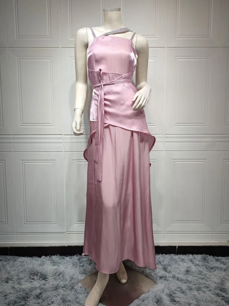 Lanmrem-Conjunto elegante de 3 peças feminino, diamantes plumas, design emendado, vestidos longos, roupas novas, moda primavera, 2022, 32C507